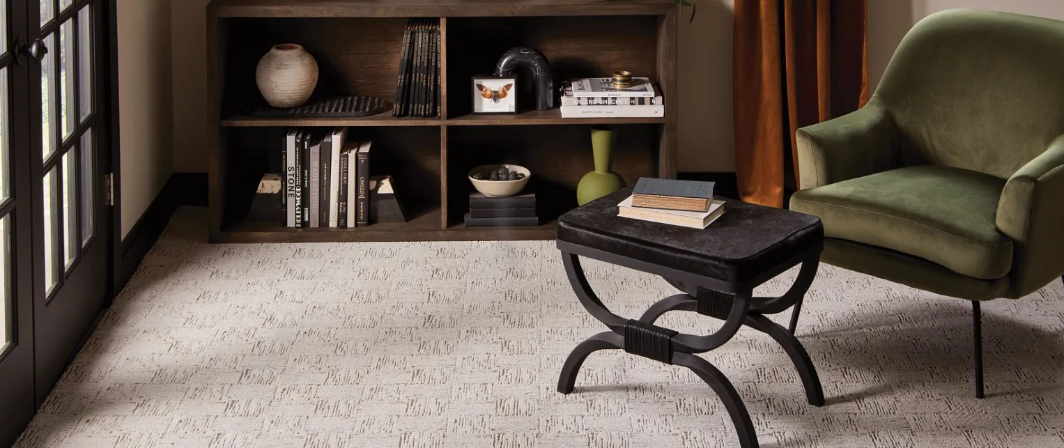 textured carpet in study