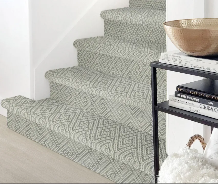 stair treds with textured carpet runner